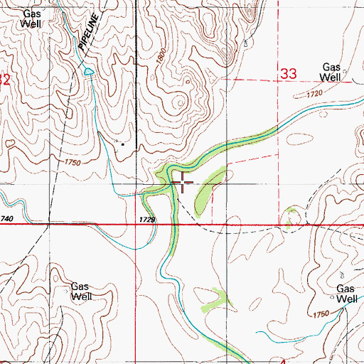 Topographic Map of Ninemile Creek, OK