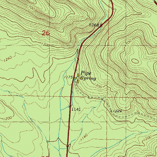 Topographic Map of Pipe Spring, OK