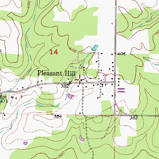 Topographic Map of Pleasant Hill, OK