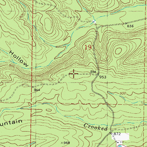 Topographic Map of Post Mountain, OK