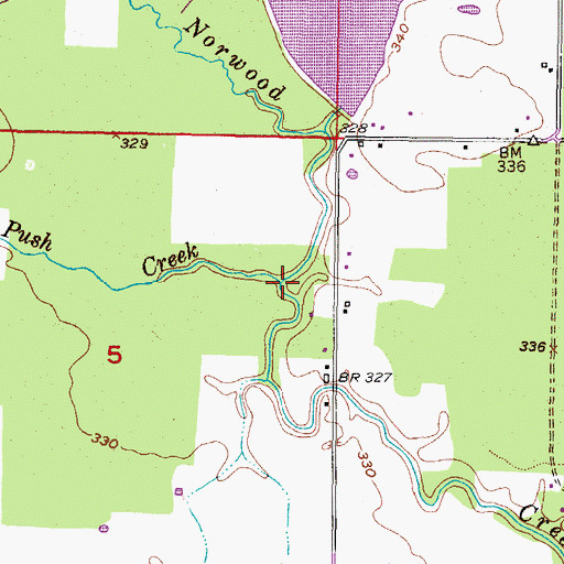 Topographic Map of Push Creek, OK