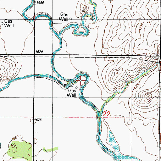 Topographic Map of Quartermaster Creek, OK