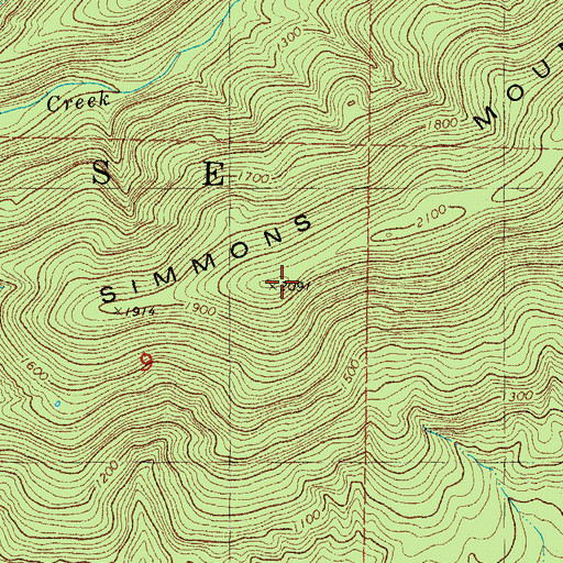 Topographic Map of Simmons Mountain, OK
