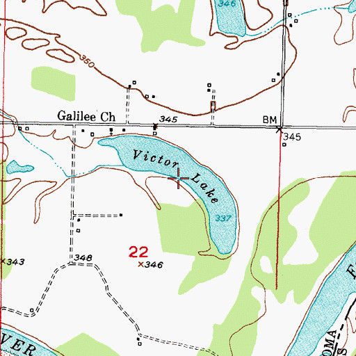 Topographic Map of Victor Lake, OK