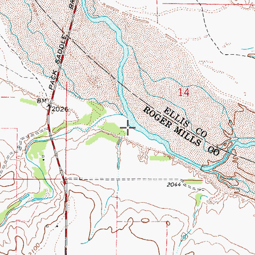 Topographic Map of Wagon Creek, OK