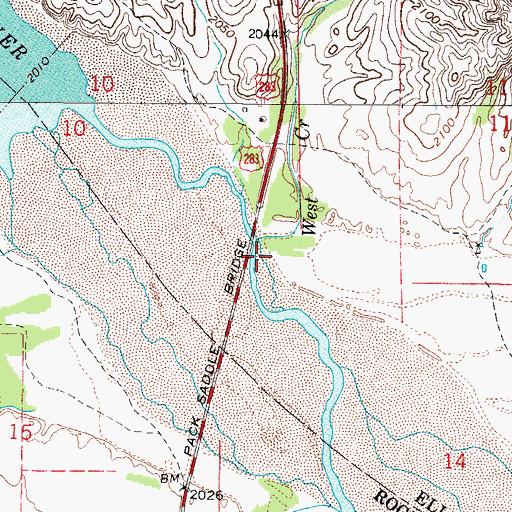 Topographic Map of West Creek, OK