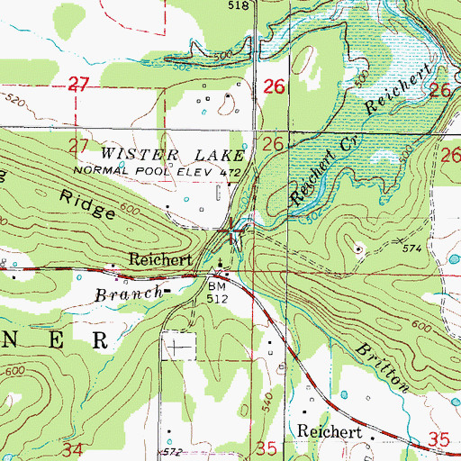 Topographic Map of White Branch, OK