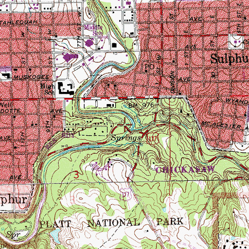 Topographic Map of Beach Springs, OK