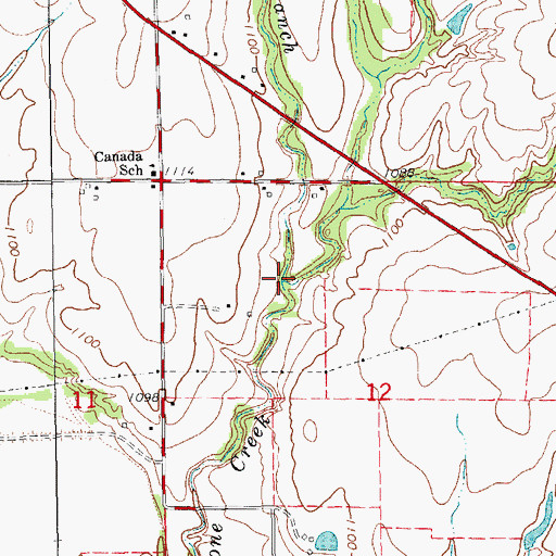 Topographic Map of East Branch Boone Creek, OK