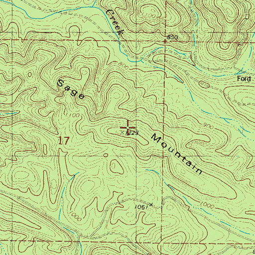 Topographic Map of Sage Mountain, OK