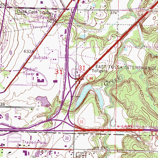 Topographic Map of East Tulsa Interchange, OK