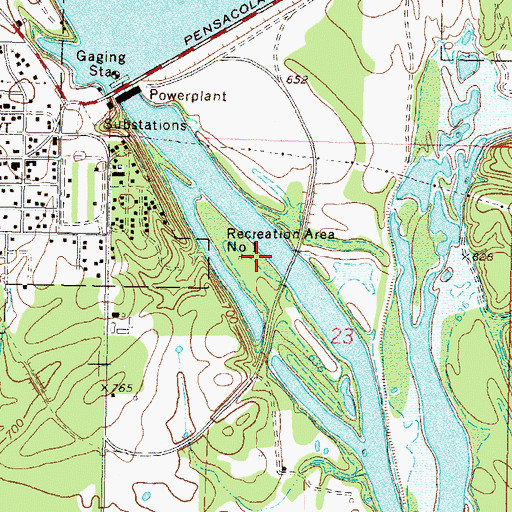 Topographic Map of Recreation Area Number 1, OK