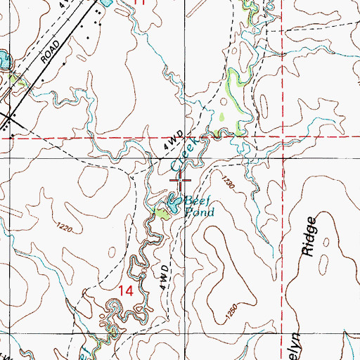 Topographic Map of Beef Pond, OK