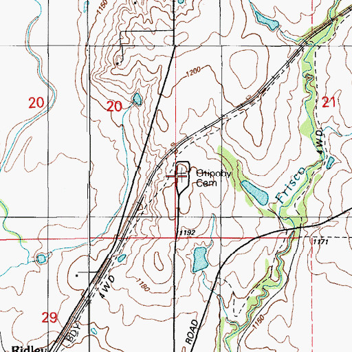 Topographic Map of Otipoby Comanche Cemetery, OK