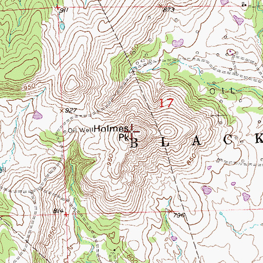 Topographic Map of Holmes Peak, OK