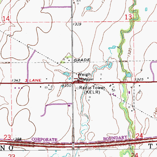 Topographic Map of KZUE-AM (El Reno), OK