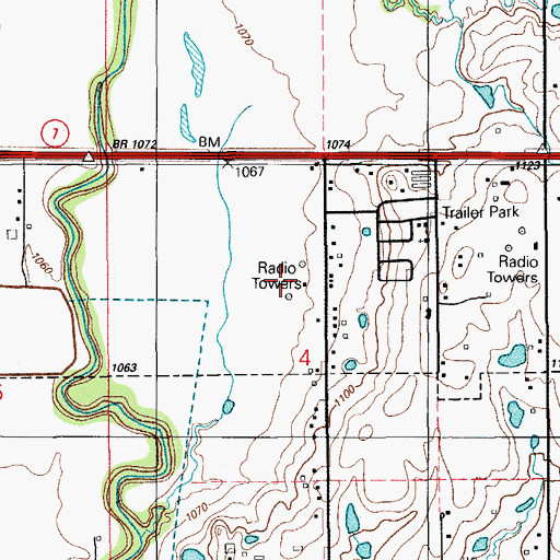 Topographic Map of KSWO-AM (Lawton), OK
