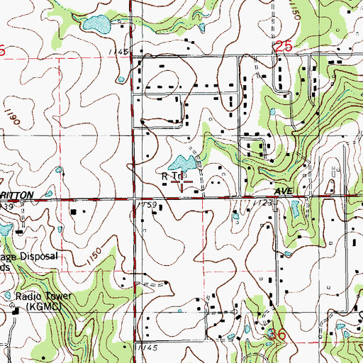 Topographic Map of KBYE-AM (Oklahoma City), OK