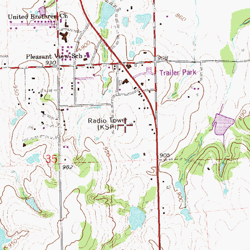 Topographic Map of KSPI-AM (Stillwater), OK