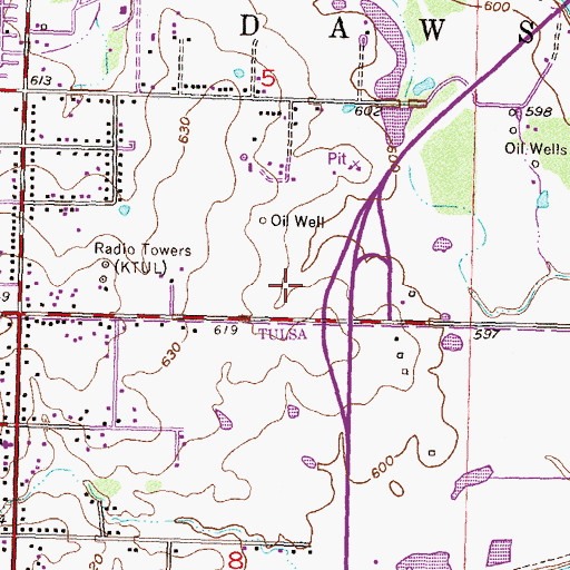 Topographic Map of KQLL-AM (Tulsa), OK