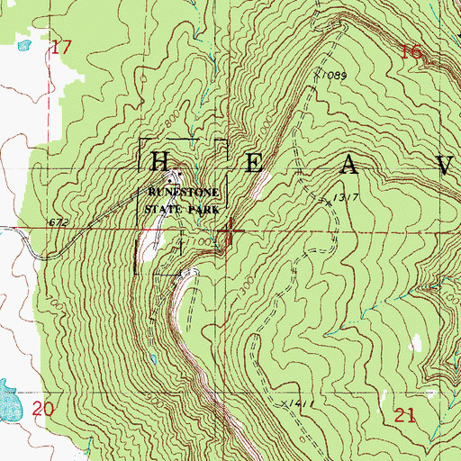 Topographic Map of KPRV-FM (Heavener), OK