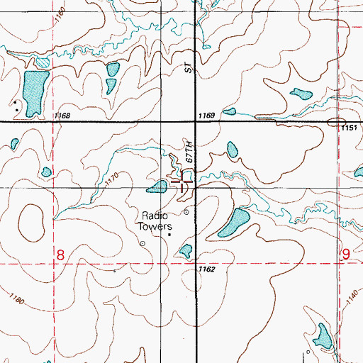 Topographic Map of KBZQ-FM (Lawton), OK