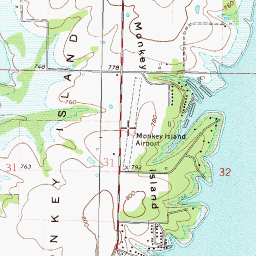 Topographic Map of Teramiranda Airport (historical), OK