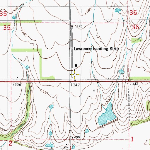 Topographic Map of Carlin Lawrence Airport (historical), OK