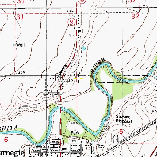 Topographic Map of Carnegie Municipal Hospital Heliport, OK