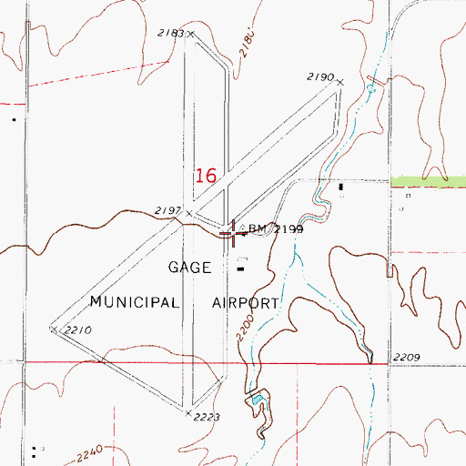Topographic Map of Gage Airport, OK