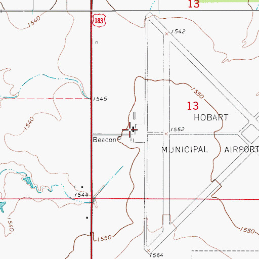 Topographic Map of Hobart Regional Airport, OK