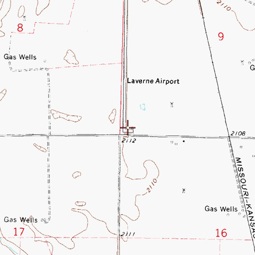 Topographic Map of Laverne Municipal Airport, OK