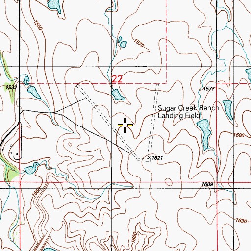 Topographic Map of Sugar Creek Ranch Airport (historical), OK