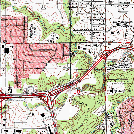 Topographic Map of Central Park Helistop, OK