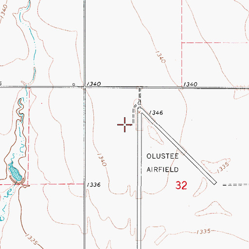 Topographic Map of Olustee Municipal Airport, OK