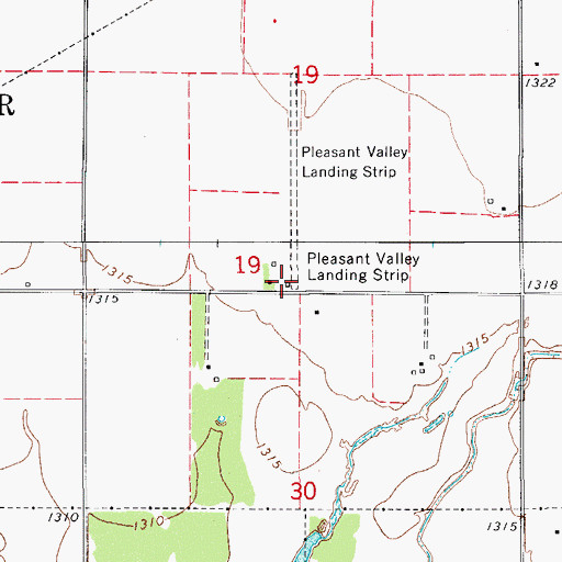 Topographic Map of Pleasant Valley Airport, OK