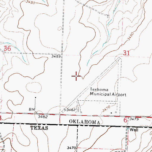 Topographic Map of Municipal Airport, OK