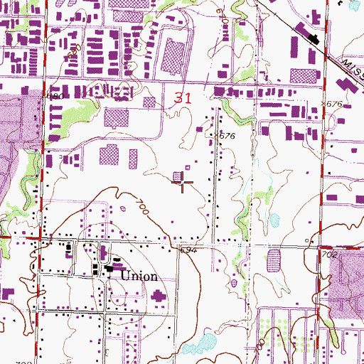 Topographic Map of Mauney Heliport, OK