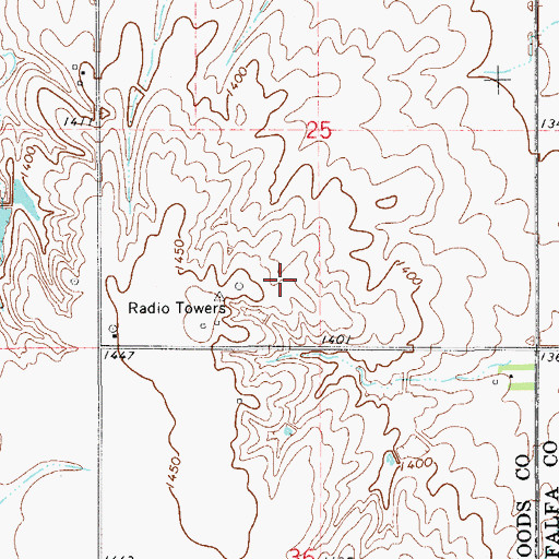 Topographic Map of KTTL-FM (Alva), OK