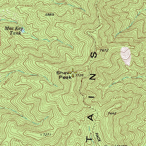 Topographic Map of Shaw Peak, AZ