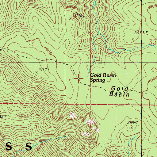 Topographic Map of Gold Basin Springs, OR