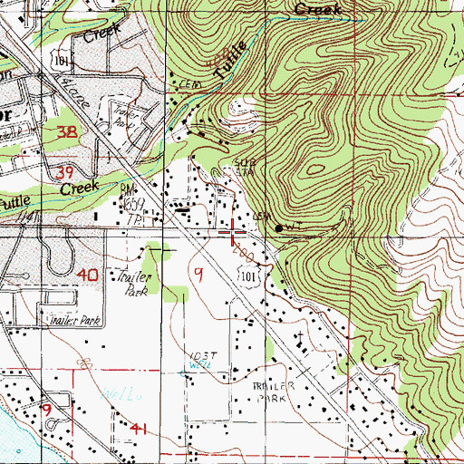 Topographic Map of Pioneer Cemetery, OR