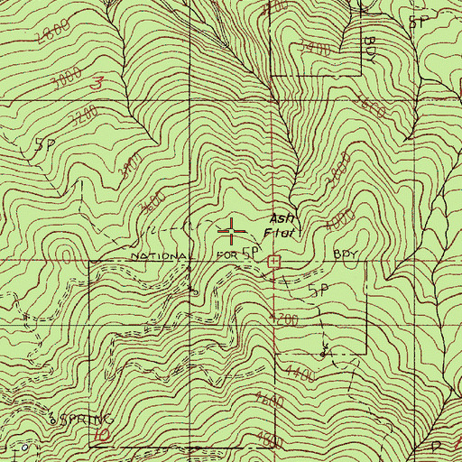 Topographic Map of Ash Flat, OR