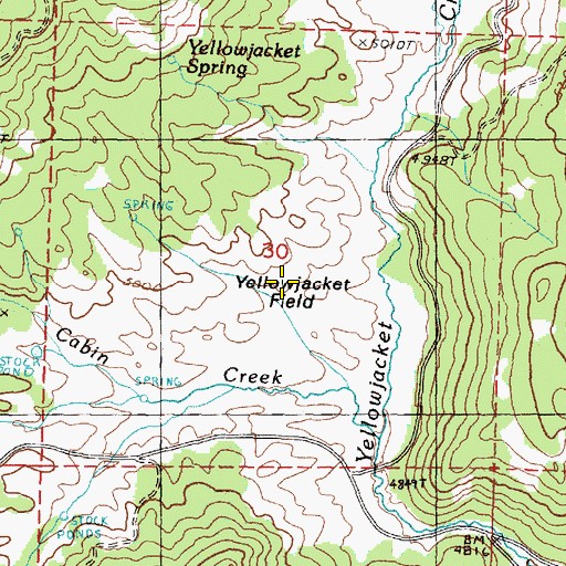 Topographic Map of Yellowjacket Field, OR