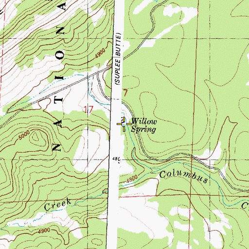 Topographic Map of Willow Spring, OR