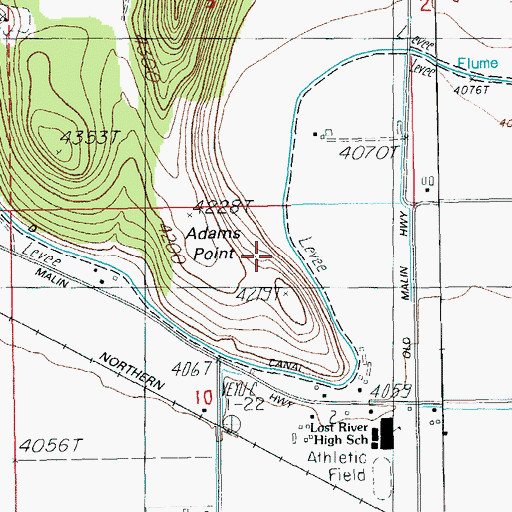 Topographic Map of Adams Point, OR