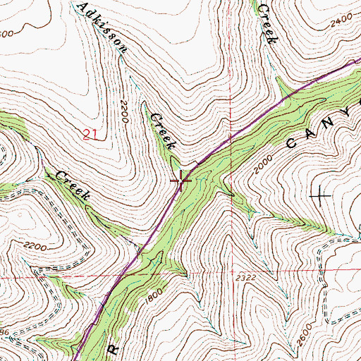 Topographic Map of Adkisson Creek, OR
