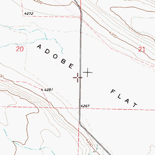Topographic Map of Adobe Flat, OR