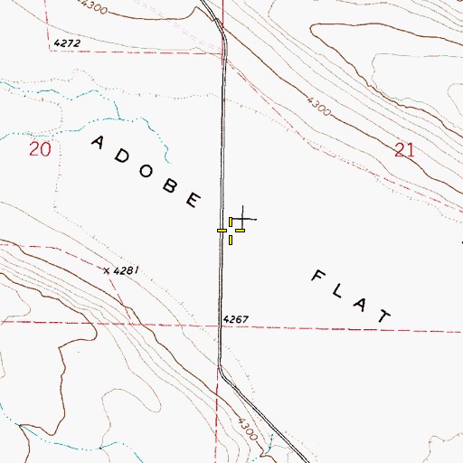 Topographic Map of Adobe Flat, OR