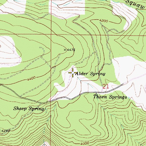 Topographic Map of Alder Spring, OR